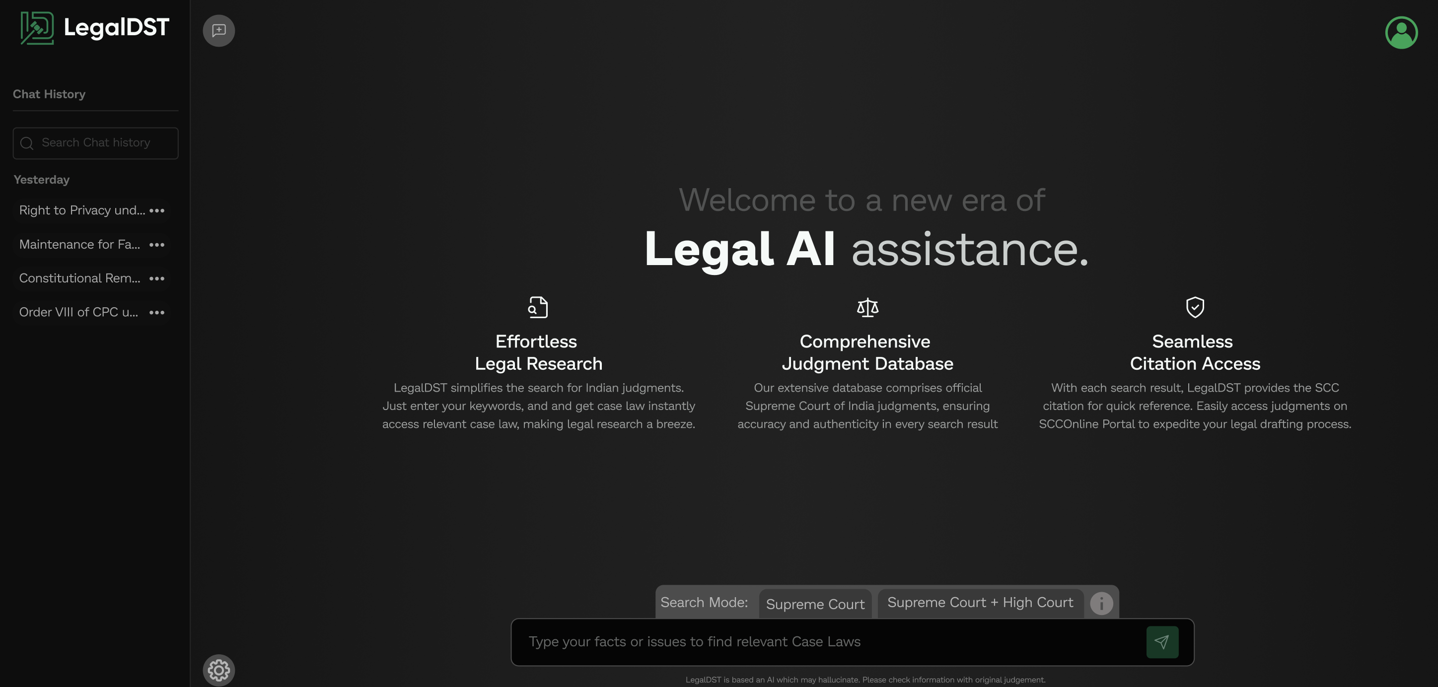 LegalDST Application Interface